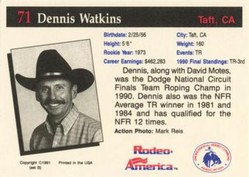 1991 Rodeo America Set B #71 Dennis Watkins Back